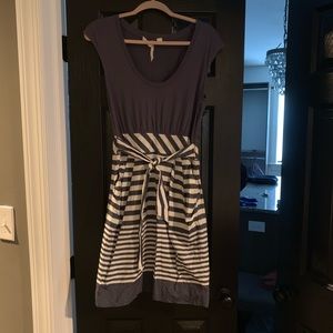 Little Yellow Button navy and white striped dress